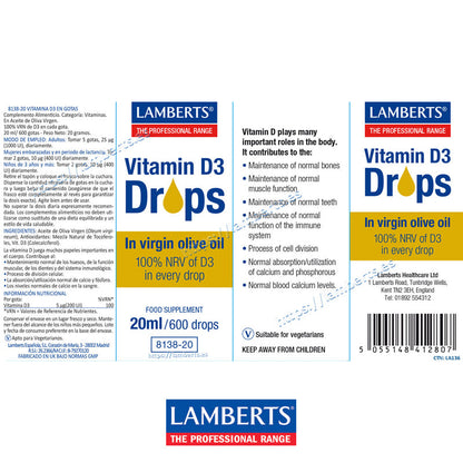 Vitamina D líquida, en gotas como D3 o colecalciferol