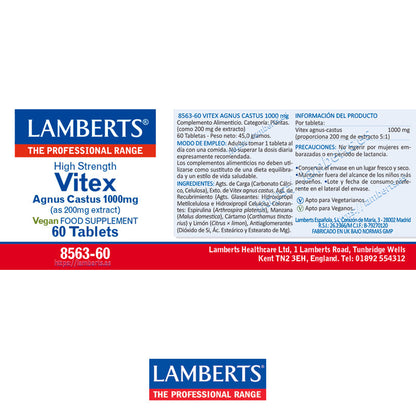 Vitex Agnus Castus 1000 mg. Proporciona 200 mg extracto 5:1