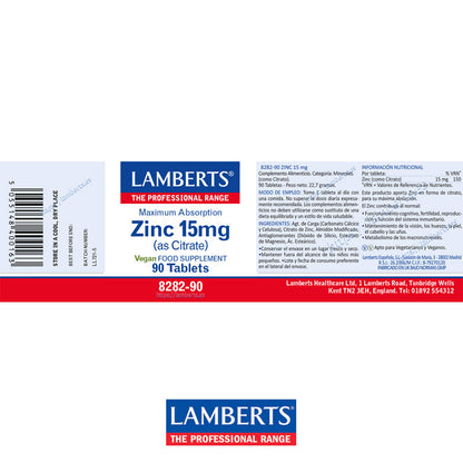 Zinc 15 mg como Citrato con mayor absorción