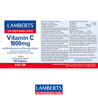 Vitamina C 1000 mg con Bioflavonoides y Escaramujo.