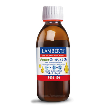 Omega 3 Vegano líquido. Aporta EPA + DHA a partir de Algas Marinas. Con sabor Natural a limón.