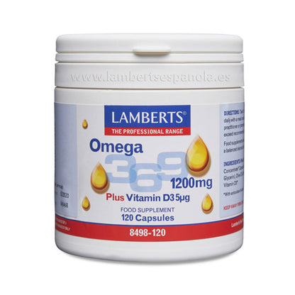 Ácidos Grasos Omega 3,6,9 1200 mg con vitamina D3
Función normal del cerebro, del corazón y ayuda al mantenimiento de la visión