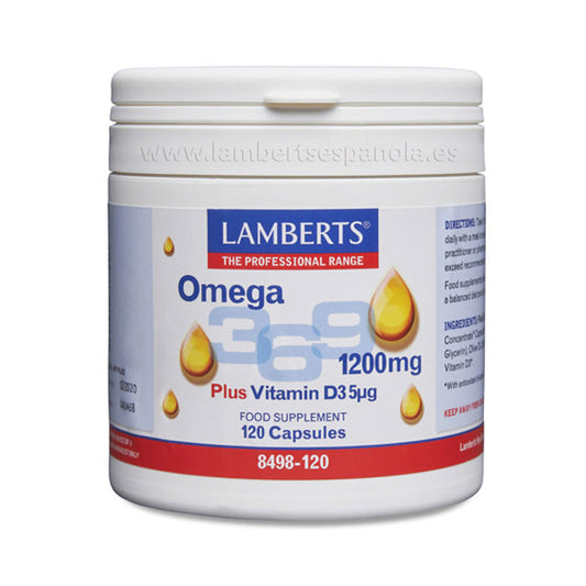 Ácidos Grasos Omega 3,6,9 1200 mg con vitamina D3
Función normal del cerebro, del corazón y ayuda al mantenimiento de la visión