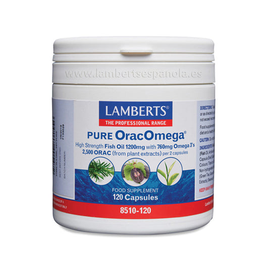 OracOmega® Aceite de Pescado Puro 1200 mg
Con extractos vegetales de té verde, romero y semilla de uva.