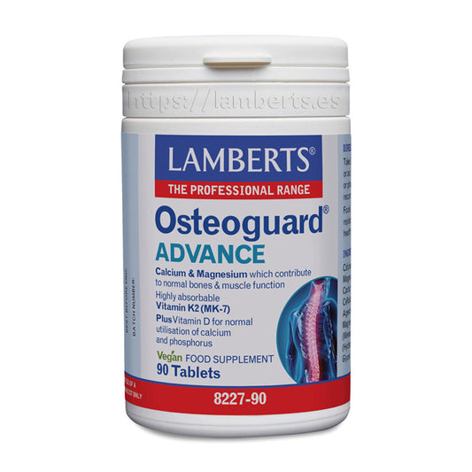 Osteoguard® ADVANCE. Calcio 500 mg, Magnesio 250 mg + Vitaminas D3 10 µg y K2 (MK-7) 90 µg