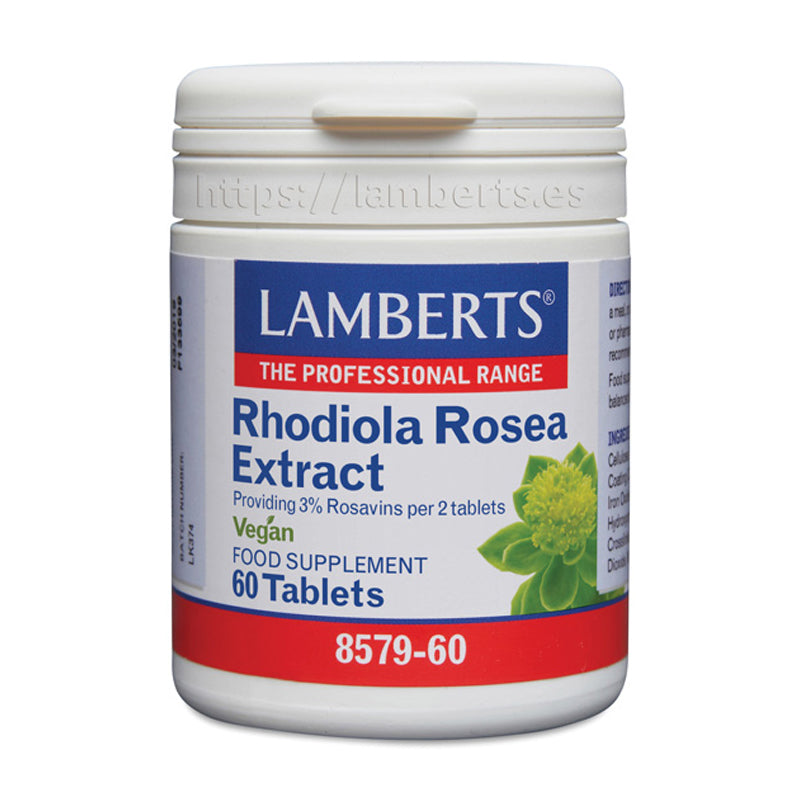 Rhodiola Rosea 1466 mg. Aporta 3,52 mg de Rosavinas como 117,3 mg de un extracto 12,5:1