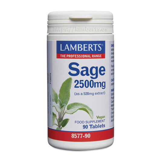 Salvia 2500 mg en extracto. Como 528 mg de Extracto aportando 2,5% de ácido rosmarínico