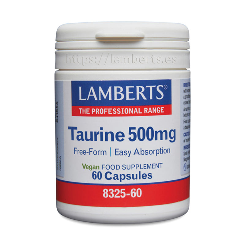 Taurina 500 mg. Forma libre. Aminoácido no esencial. Fácil absorción