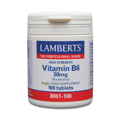 Vitamina B6 o Piridoxina 50 mg. Ayuda a la formación de los glóbulos rojos y disminuye el cansancio