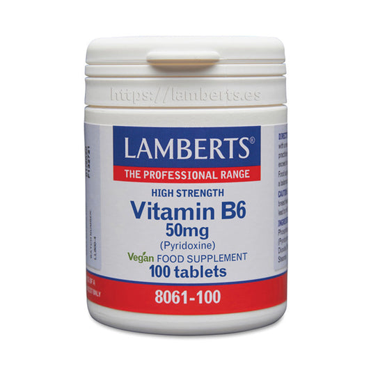 Vitamina B6 o Piridoxina 50 mg. Ayuda a la formación de los glóbulos rojos y disminuye el cansancio