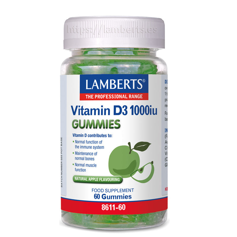 Vitamina D3 1000 UI. Gominolas
Fórmula en la forma preferida de D3. Sin azúcares ni edulcorantes añadidos