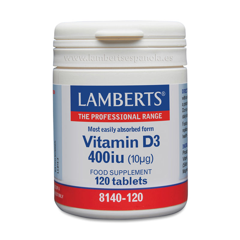 Vitamina D3, 400 UI (10 mcg). Contribuye al funcionamiento normal del sistema inmunitario.