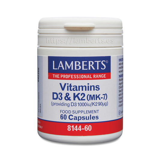 Vitamina D3 1000 UI y Vitamina K2 90 mcg en cápsulas. K2 como menaquinona (MK-7)