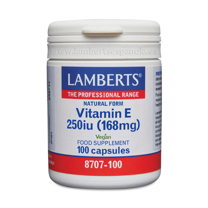 Vitamina E Natural 250 UI (168 mg). En forma natural d-alfa tocoferol