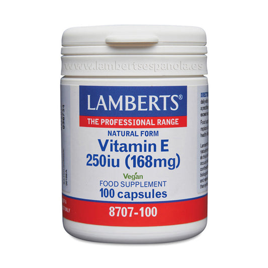 Vitamina E Natural 250 UI (168 mg). En forma natural d-alfa tocoferol